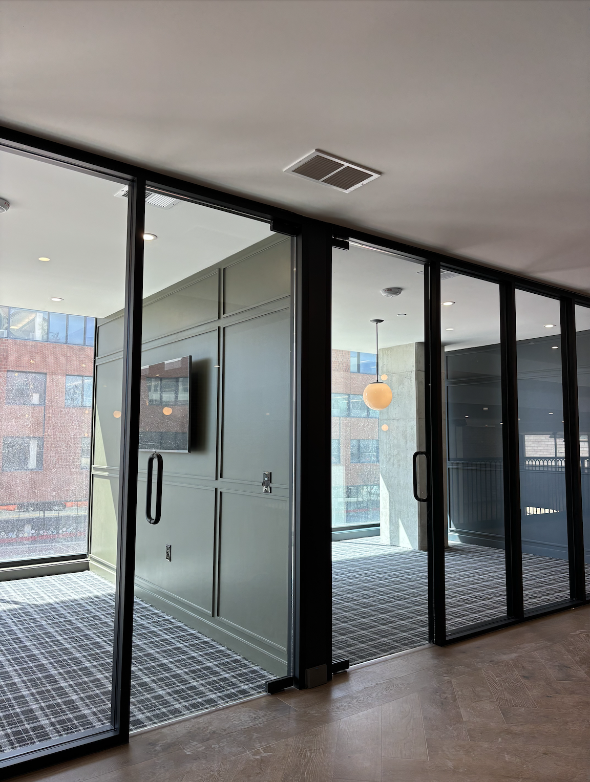 Private study rooms on the study mezzanine at Rambler Columbus. 